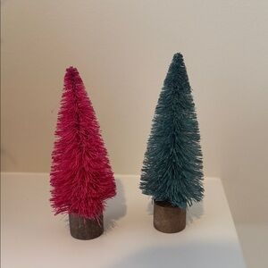 Festive Pink and Blue Miniature Holiday Trees